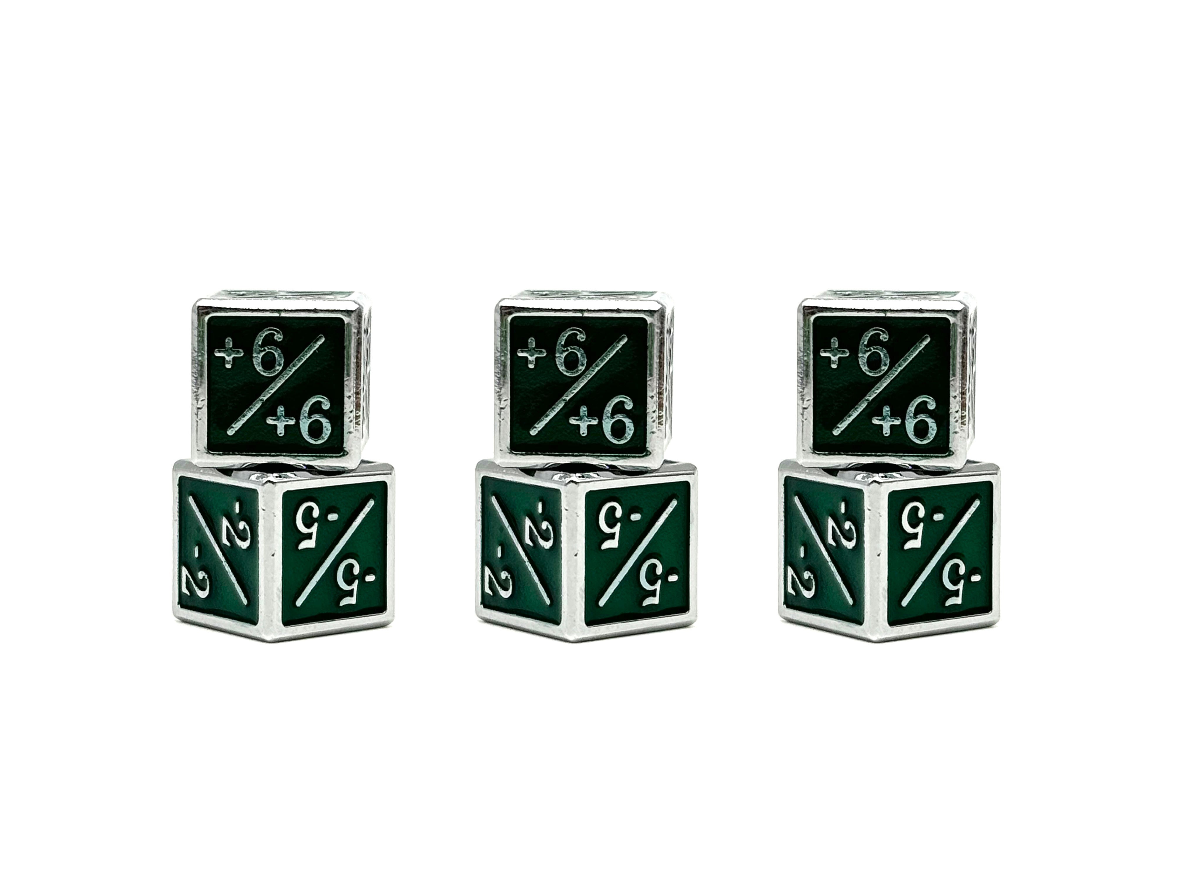 1/+1 & -1/-1 D6 Green Pack of 6 CCG Metal Dice (Online Only)