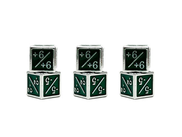1/+1 & -1/-1 D6 Green Pack of 6 CCG Metal Dice (Online Only)