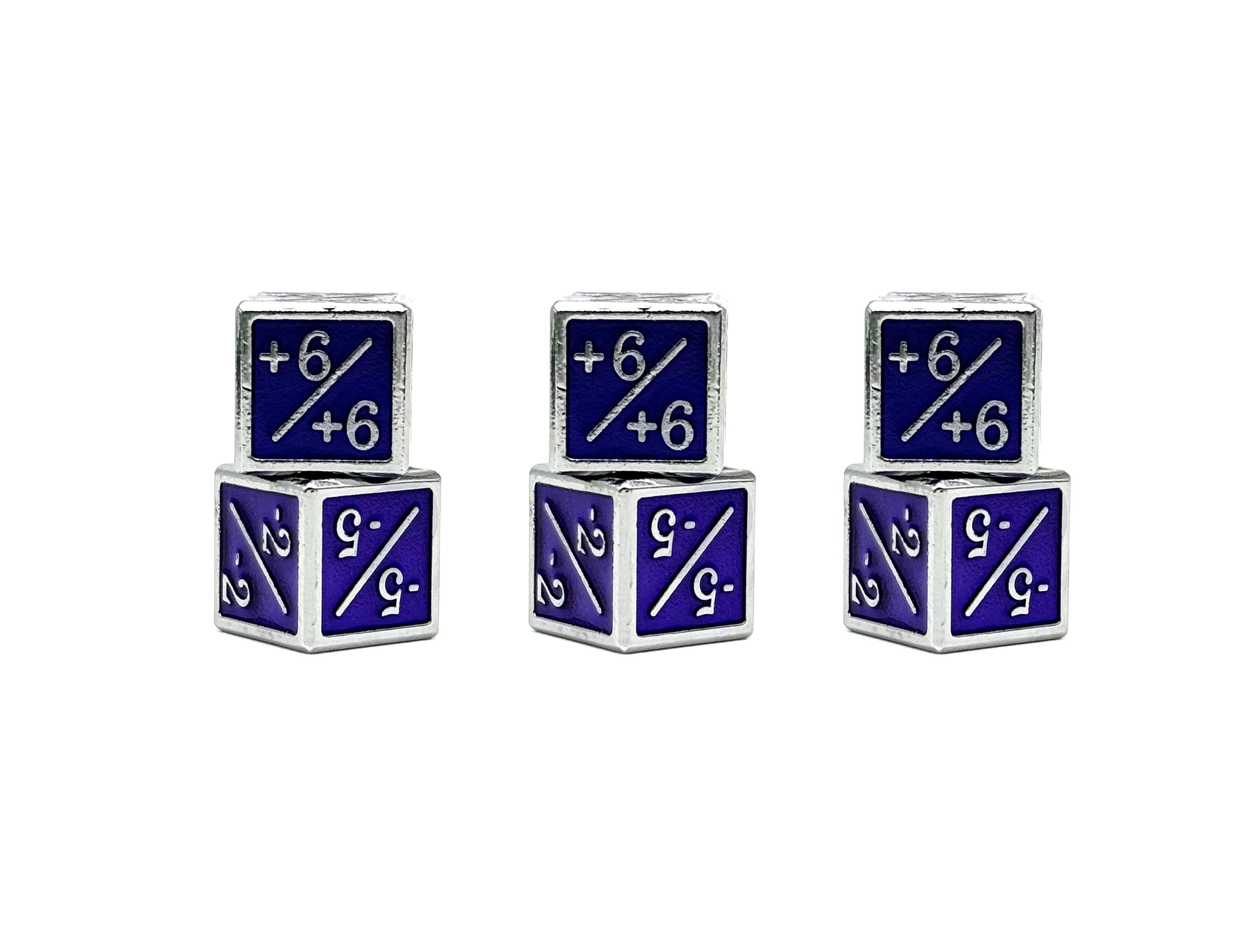 1/+1 & -1/-1 D6 Purple Pack of 6 CCG Metal Dice (Online Only)