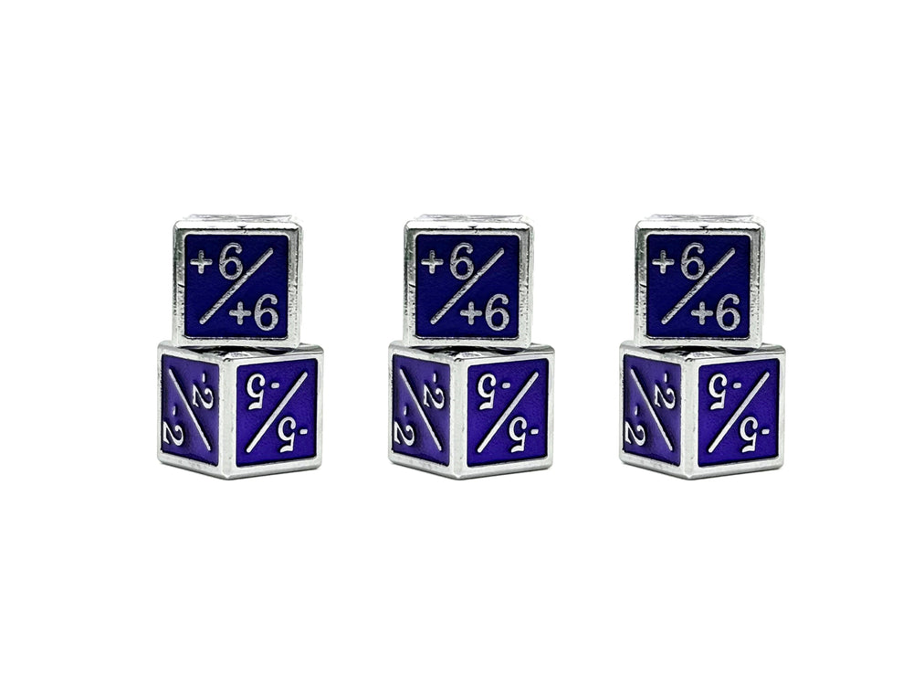 1/+1 & -1/-1 D6 Purple Pack of 6 CCG Metal Dice (Online Only)