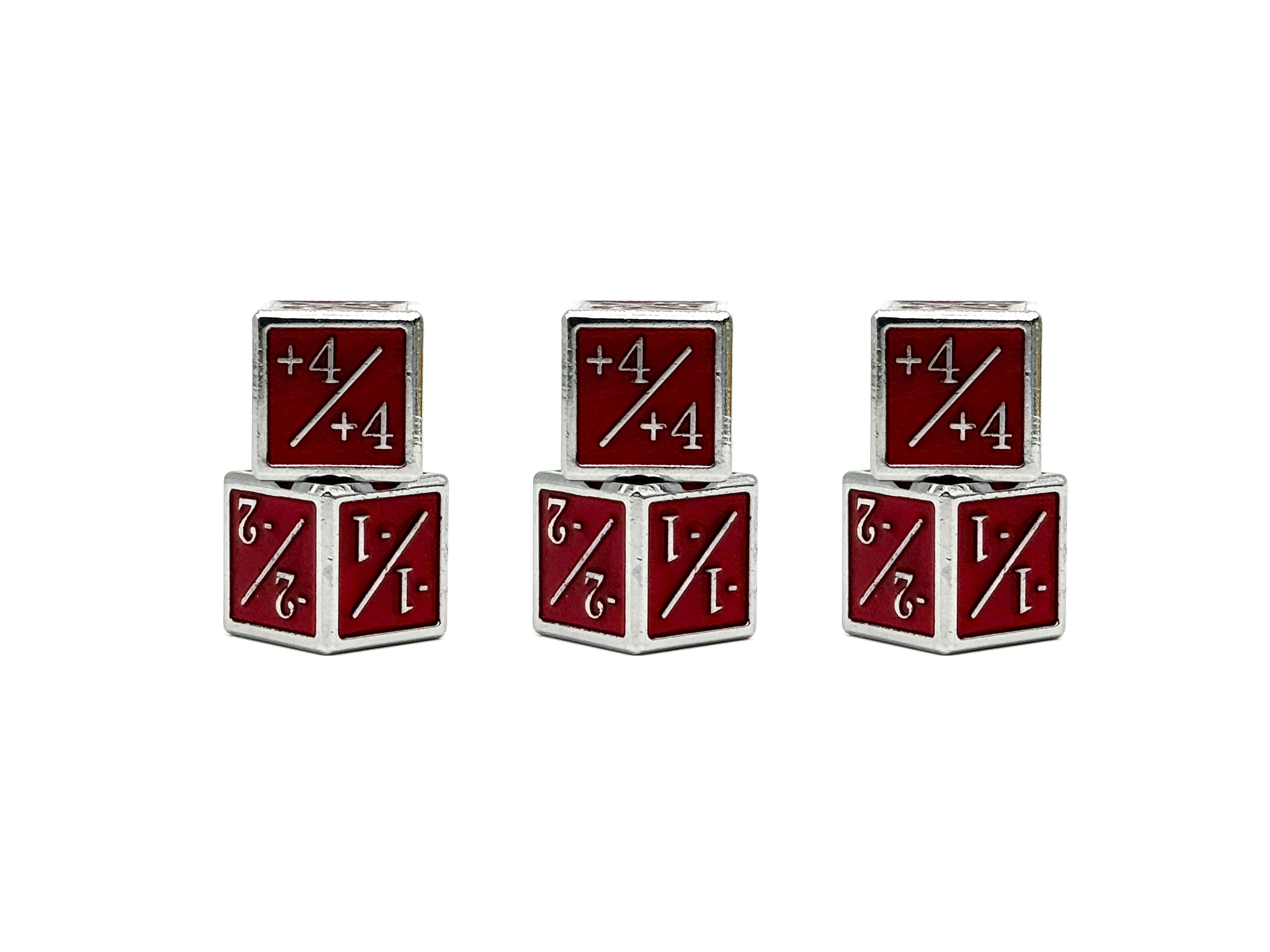1/+1 & -1/-1 D6 Red Pack of 6 CCG Metal Dice (Online Only)