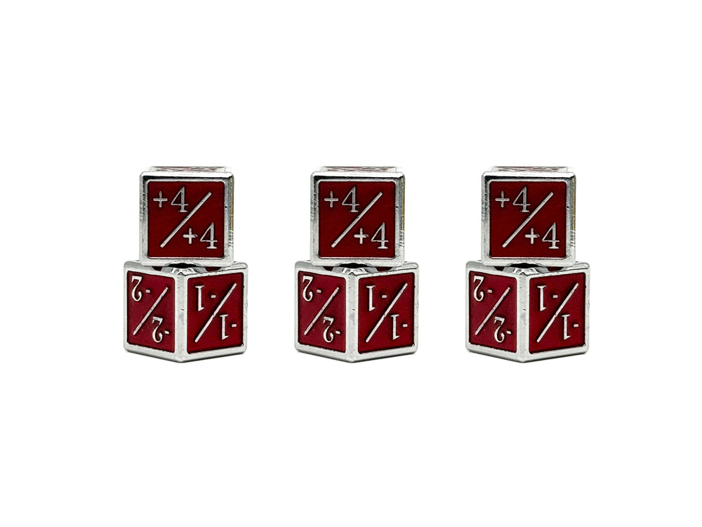 1/+1 & -1/-1 D6 Red Pack of 6 CCG Metal Dice (Online Only)