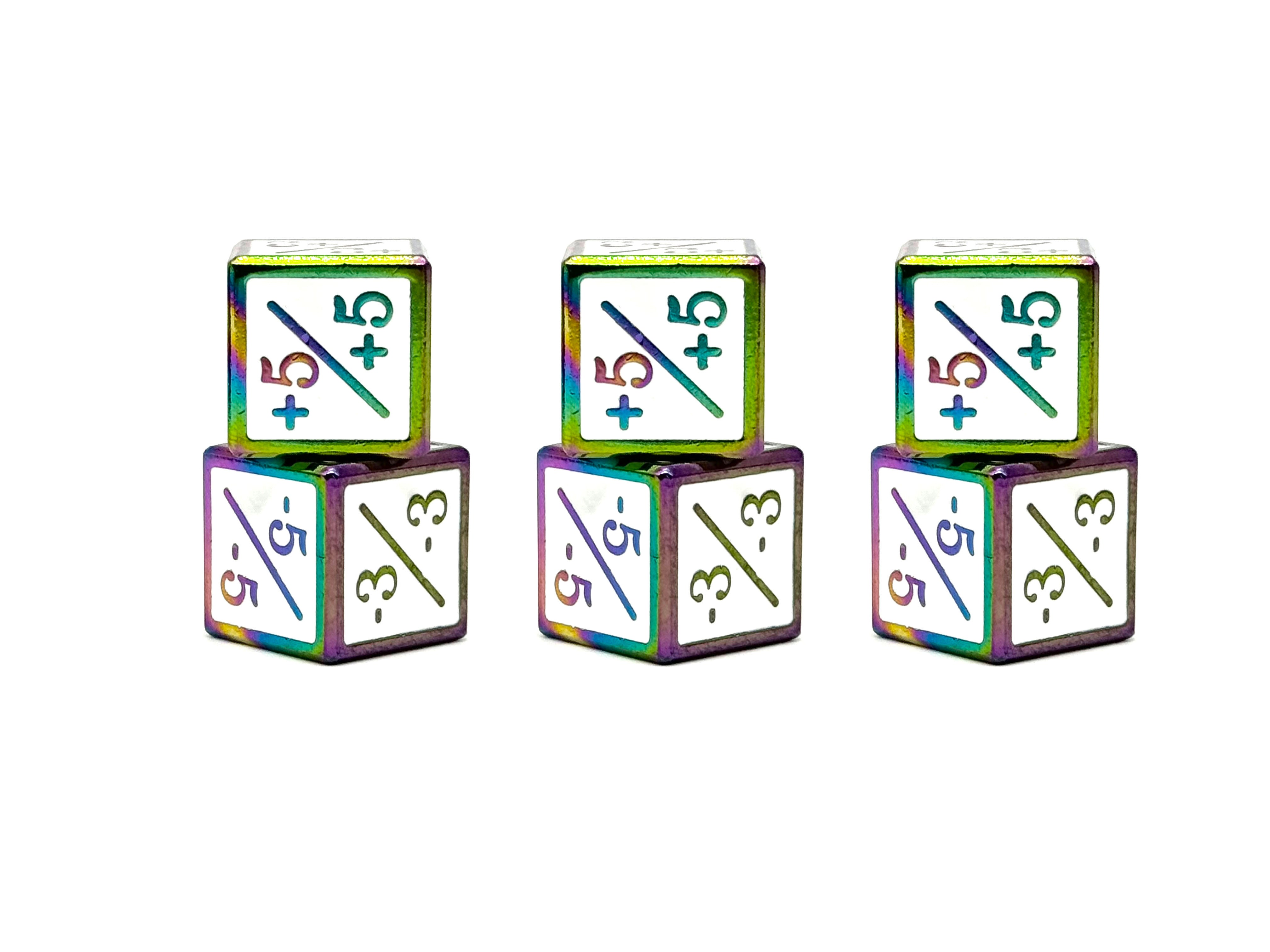 1/+1 & -1/-1 D6 White Pack of 6 CCG Metal Dice (Online Only)