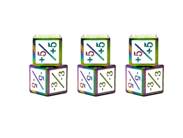 1/+1 & -1/-1 D6 White Pack of 6 CCG Metal Dice (Online Only)