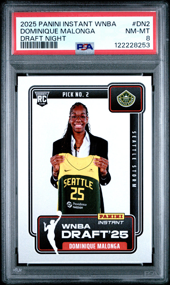 Graded 2025 Panini Instant Dominque Malonga #DN2 Draft Night Rookie RC Basketball Card PSA 8 Near Mint (ONLINE ORDER ONLY)