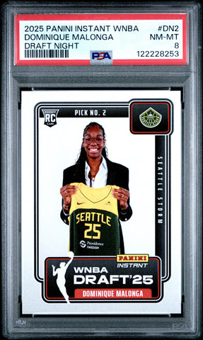 Graded 2025 Panini Instant Dominque Malonga #DN2 Draft Night Rookie RC Basketball Card PSA 8 Near Mint (ONLINE ORDER ONLY)
