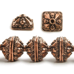 6x14mm Antiqued Copper Square Bali Style Bead Cap 8 inch 28 pcs (ONLINE ORDER ONLY)
