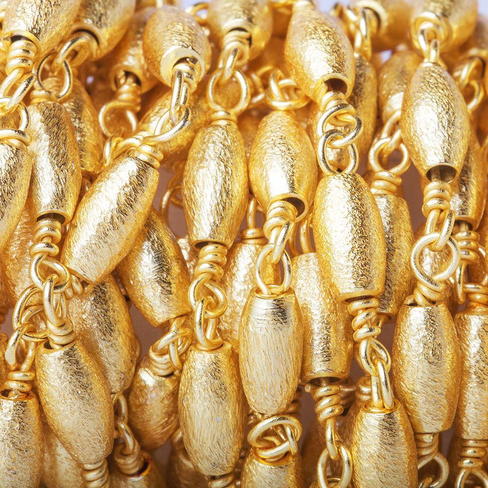 6x3mm 22ktk Gold plated Brushed Rice Gold plated Chain by the foot (ONLINE ORDER ONLY)
