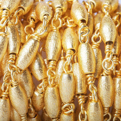 6x3mm 22ktk Gold plated Brushed Rice Gold plated Chain by the foot (ONLINE ORDER ONLY)