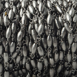 6x3mm Black Gold plated Brushed Rice Black Gold plated Chain by the foot (ONLINE ORDER ONLY)