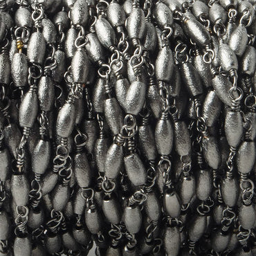 6x3mm Black Gold plated Brushed Rice Black Gold plated Chain by the foot (ONLINE ORDER ONLY)