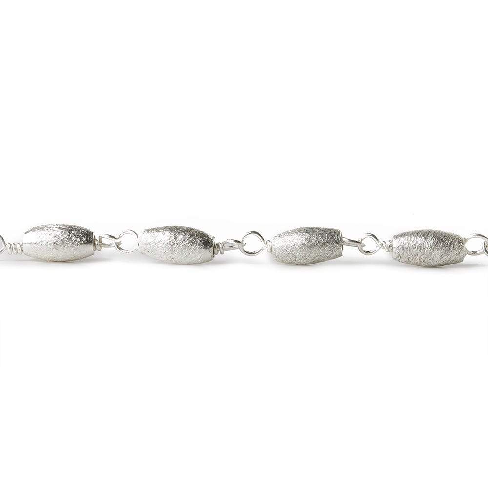 6x3mm Silver plated Brushed Rice Silver plated Chain by the foot (ONLINE ORDER ONLY)