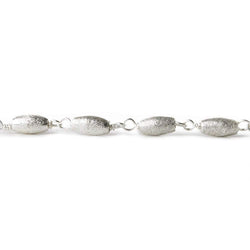6x3mm Silver plated Brushed Rice Silver plated Chain by the foot (ONLINE ORDER ONLY)