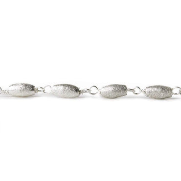 6x3mm Silver plated Brushed Rice Silver plated Chain by the foot (ONLINE ORDER ONLY)