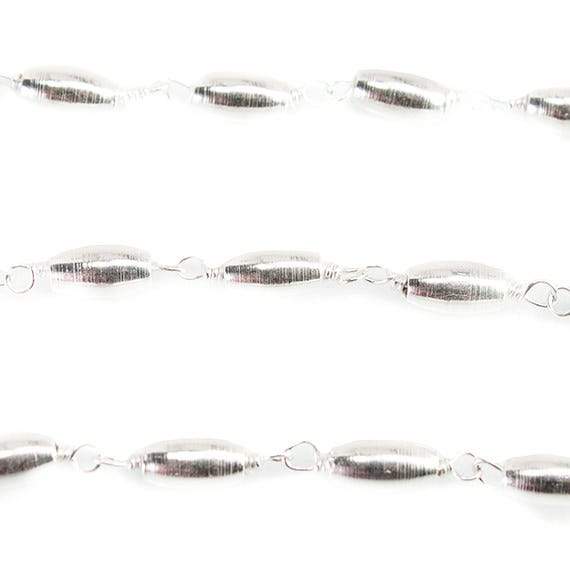 6x3mm Silver plated Rice bead Silver plated Chain by the foot (ONLINE ORDER ONLY)