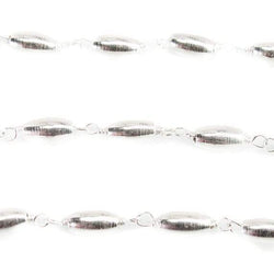 6x3mm Silver plated Rice bead Silver plated Chain by the foot (ONLINE ORDER ONLY)