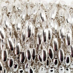 6x3mm Silver plated Rice bead Silver plated Chain by the foot (ONLINE ORDER ONLY)