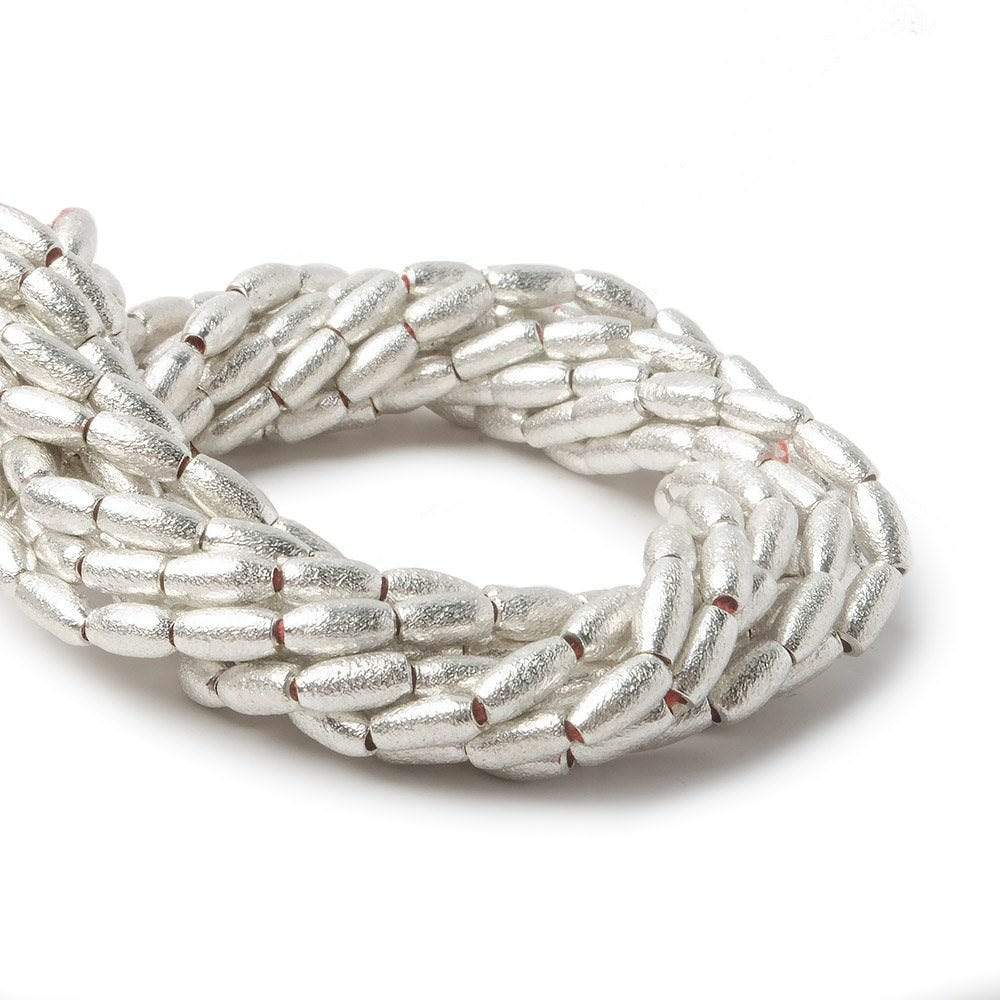 6x3mm Sterling Silver plated Copper Brushed Rice Beads 8 inch 34 pcs (ONLINE ORDER ONLY)