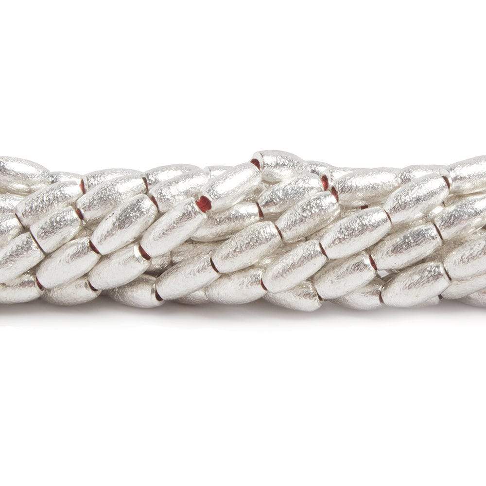 6x3mm Sterling Silver plated Copper Brushed Rice Beads 8 inch 34 pcs (ONLINE ORDER ONLY)