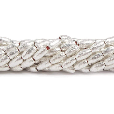 6x3mm Sterling Silver plated Copper Brushed Rice Beads 8 inch 34 pcs (ONLINE ORDER ONLY)