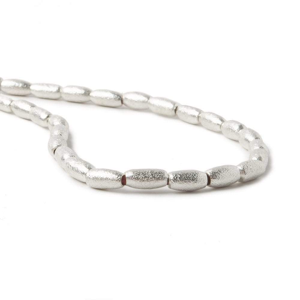 6x3mm Sterling Silver plated Copper Brushed Rice Beads 8 inch 34 pcs (ONLINE ORDER ONLY)