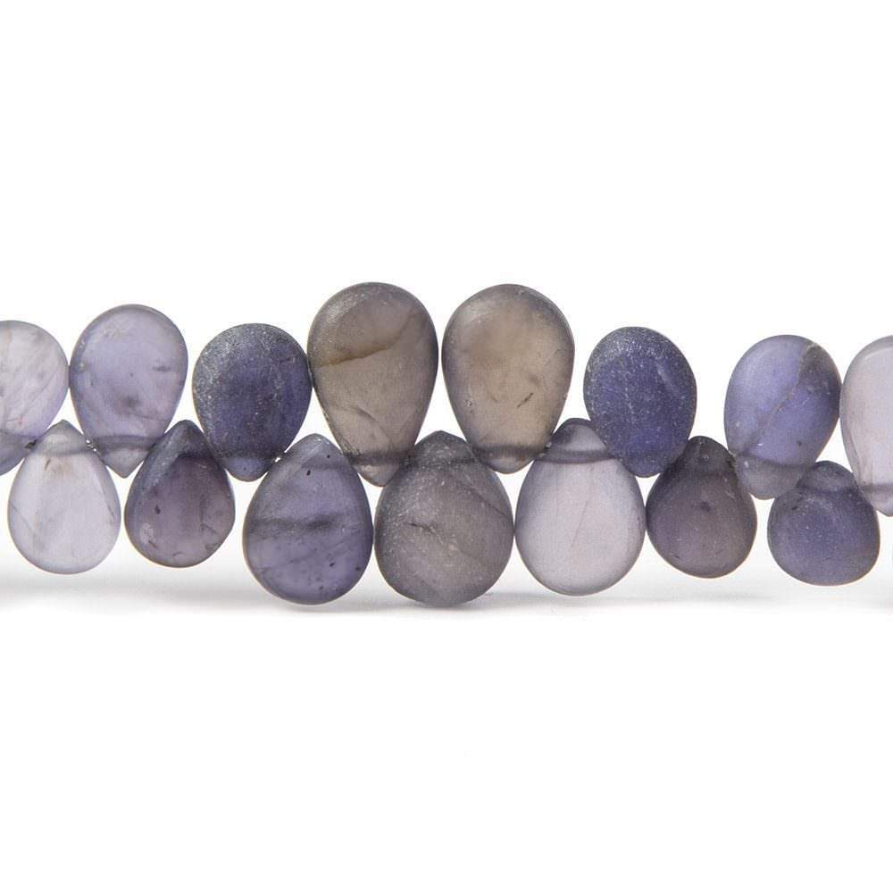 6x4-10x7mm Frosted Iolite Plain Pear Beads 8 inch 65 pieces (ONLINE ORDER ONLY)