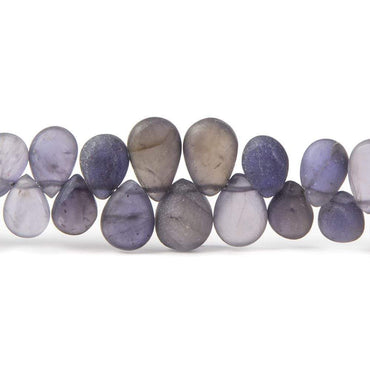 6x4-10x7mm Frosted Iolite Plain Pear Beads 8 inch 65 pieces (ONLINE ORDER ONLY)
