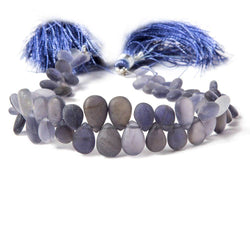 6x4-10x7mm Frosted Iolite Plain Pear Beads 8 inch 65 pieces (ONLINE ORDER ONLY)