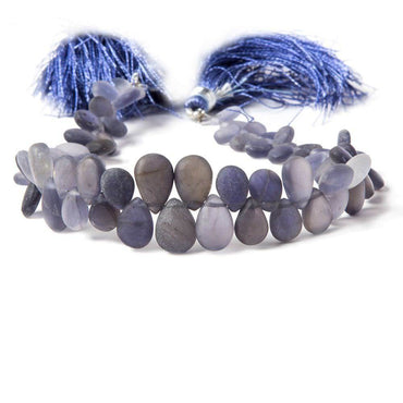 6x4-10x7mm Frosted Iolite Plain Pear Beads 8 inch 65 pieces (ONLINE ORDER ONLY)
