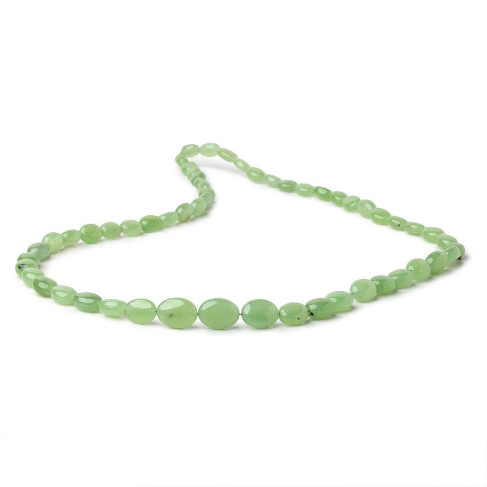 Natural Green Burma Jade Plain Oval Beads 18 inch 56 pieces AA (ONLINE ORDER ONLY)