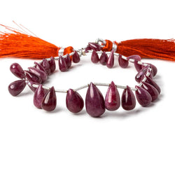 6x4-14x8mm Ruby Plain Tear Drop beads 8 inch 33 pieces AA (ONLINE ORDER ONLY)