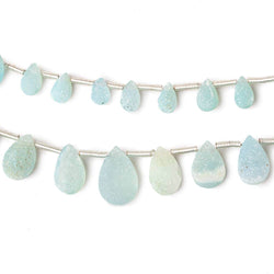 6x4-14x9mm Aqua Blue Drusy Agate Pear Bead Set of 2 strands 43 pieces (ONLINE ORDER ONLY)