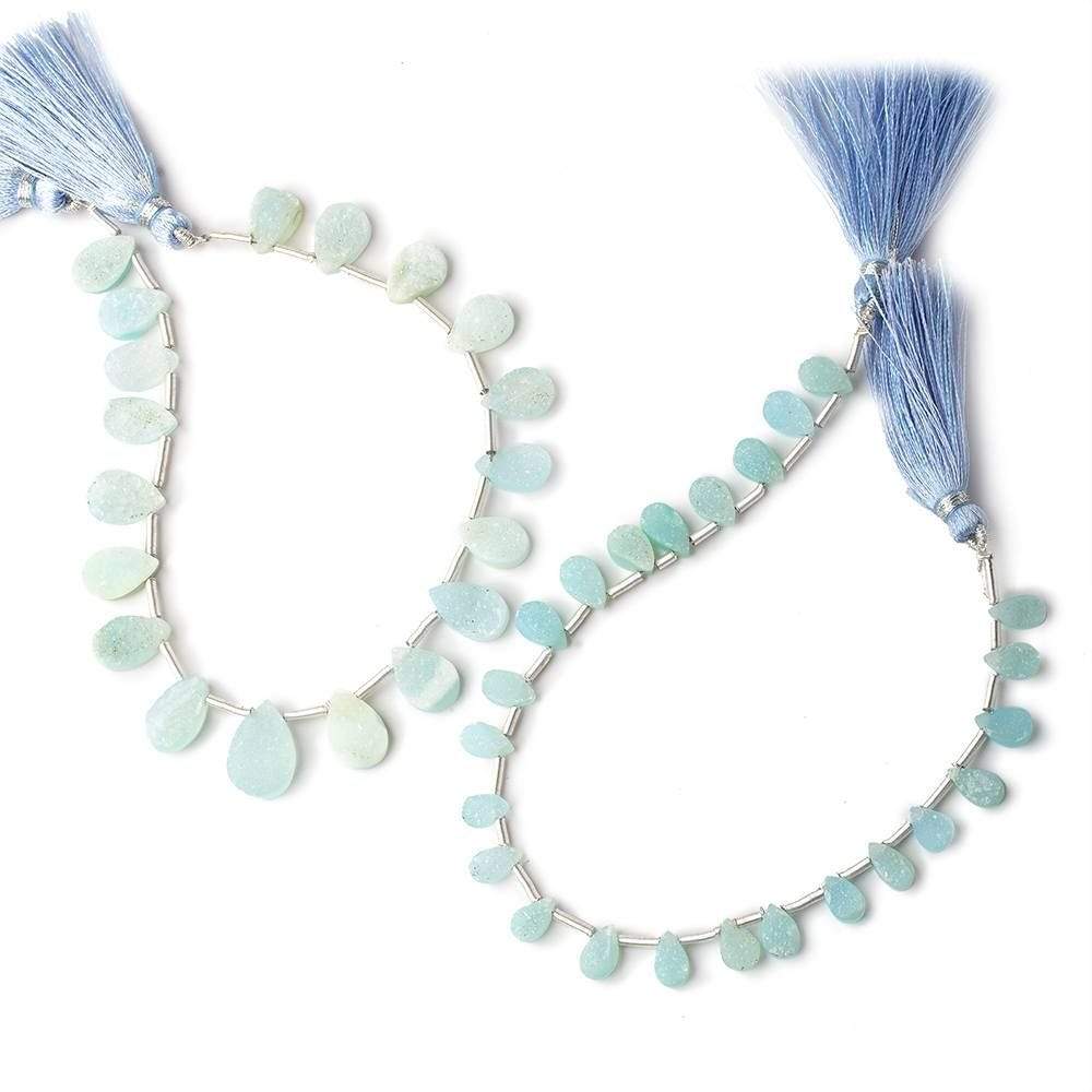 6x4-14x9mm Aqua Blue Drusy Agate Pear Bead Set of 2 strands 43 pieces (ONLINE ORDER ONLY)