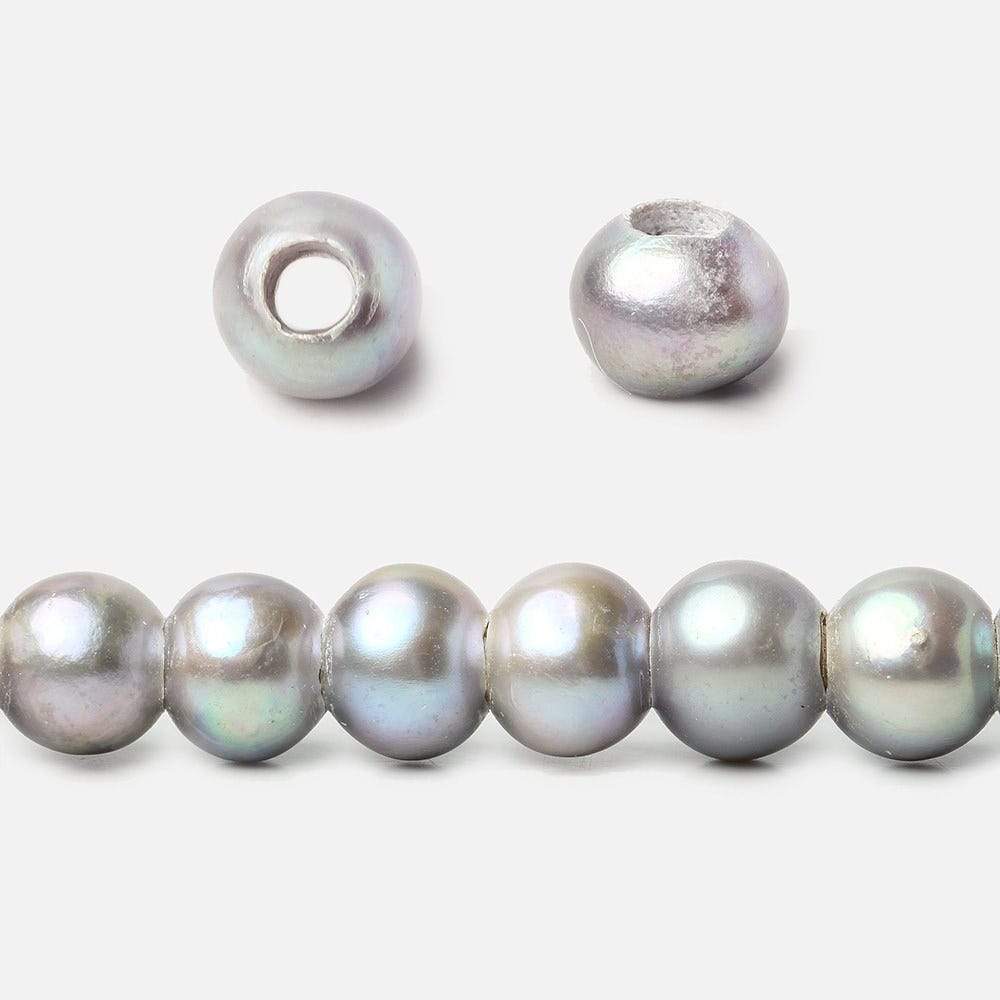 6x4-6.5x5mm Lilac Silver Large Hole Off Round Pearl 2.5mm drill hole 15 inch 74 pieces (ONLINE ORDER ONLY)