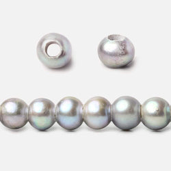 6x4-6.5x5mm Lilac Silver Large Hole Off Round Pearl 2.5mm drill hole 15 inch 74 pieces (ONLINE ORDER ONLY)