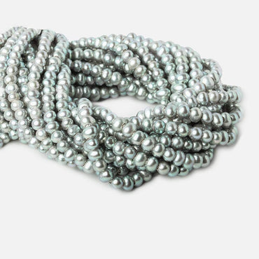 6x4-7x5mm Aqua Green Silver 2.5mm Large Hole Off Round Pearl 15 inch 88 pieces (ONLINE ORDER ONLY)