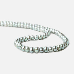 6x4-7x5mm Aqua Green Silver 2.5mm Large Hole Off Round Pearl 15 inch 88 pieces (ONLINE ORDER ONLY)