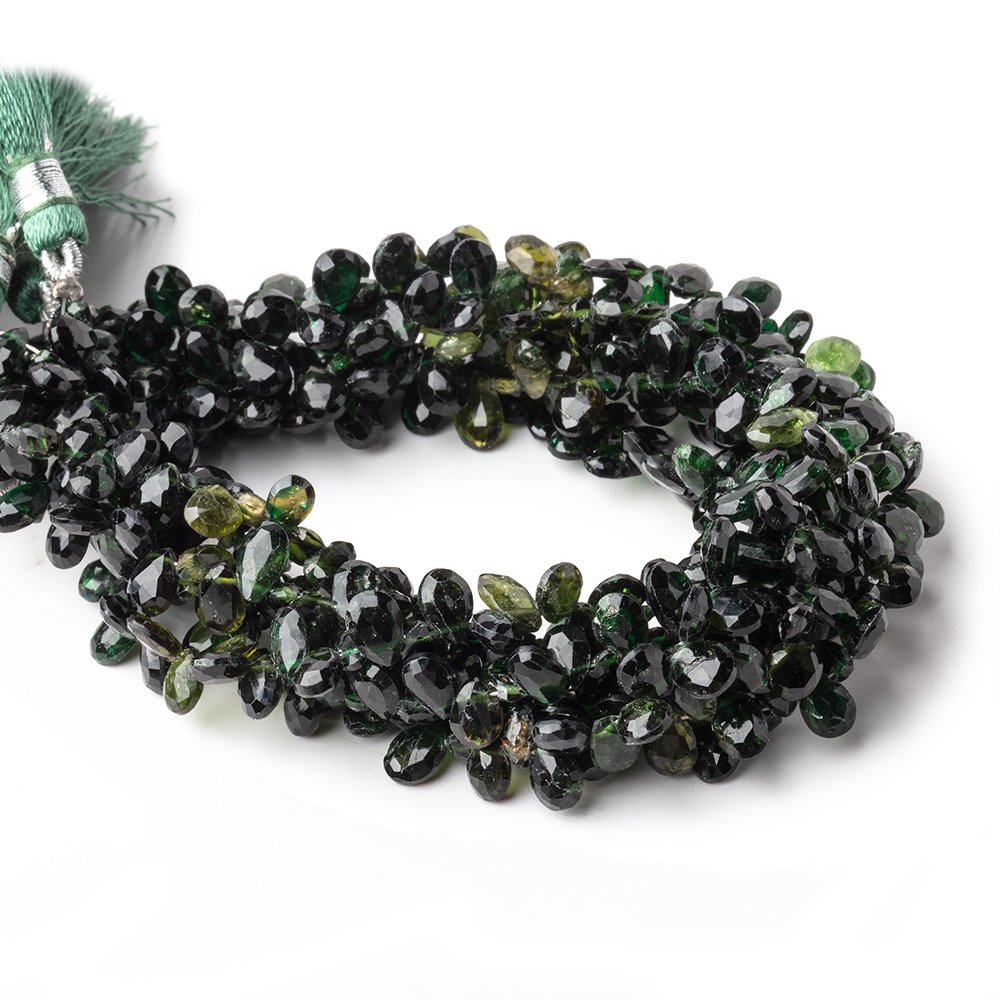 6x4-7x5mm Chrome Tourmaline Faceted Pear Beads 7.5 inch 65 pieces (ONLINE ORDER ONLY)