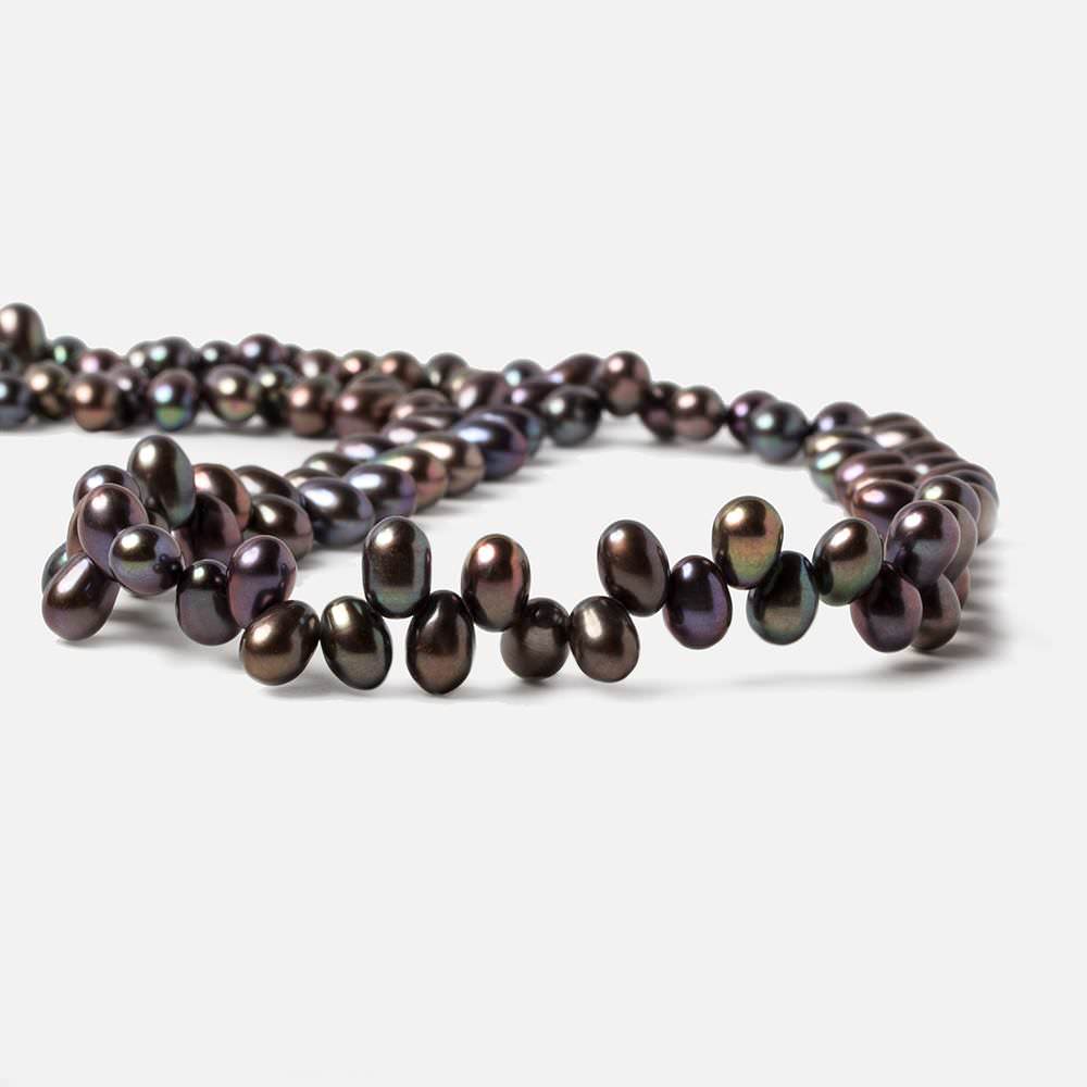 6x4-7x5mm Dark Peacock top drilled Oval Freshwater Pearls 15 inch 104 pieces (ONLINE ORDER ONLY)