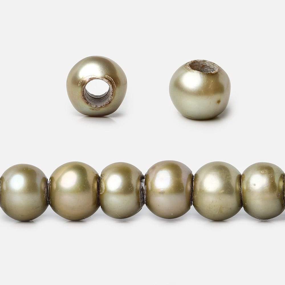 6x4-7x5mm Sage Green 2.5mm Large Hole Off Round Pearl 15 inch 78 pieces (ONLINE ORDER ONLY)