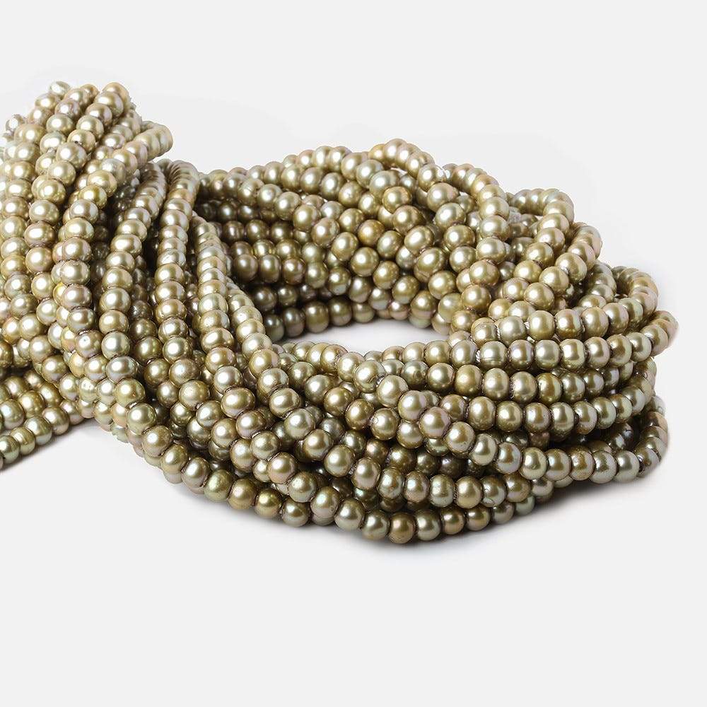 6x4-7x5mm Sage Green 2.5mm Large Hole Off Round Pearl 15 inch 78 pieces (ONLINE ORDER ONLY)