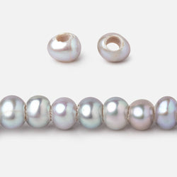 6x4-7x5mm Silver Off Round 2.5mm Large Hole Freshwater Pearls 15 inch 85 pieces (ONLINE ORDER ONLY)