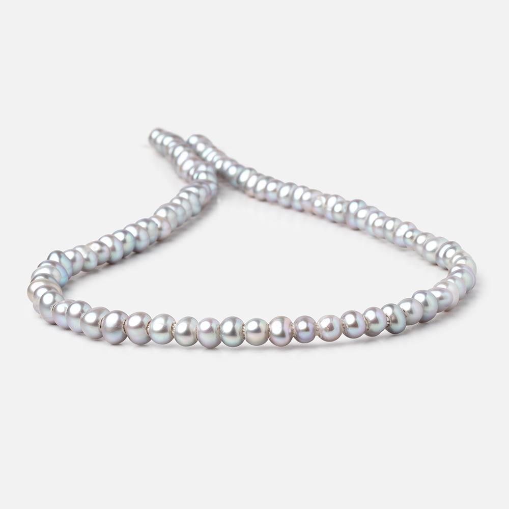6x4-7x5mm Silver Off Round 2.5mm Large Hole Freshwater Pearls 15 inch 85 pieces (ONLINE ORDER ONLY)