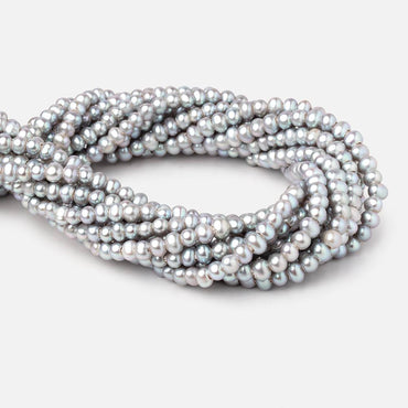 6x4-7x5mm Silver Off Round 2.5mm Large Hole Freshwater Pearls 15 inch 85 pieces (ONLINE ORDER ONLY)