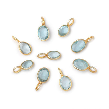 6x4-7x5mm Vermeil Bezel Aquamarine Rose Cut Oval Pendant 1 piece (ONLINE ORDER ONLY)