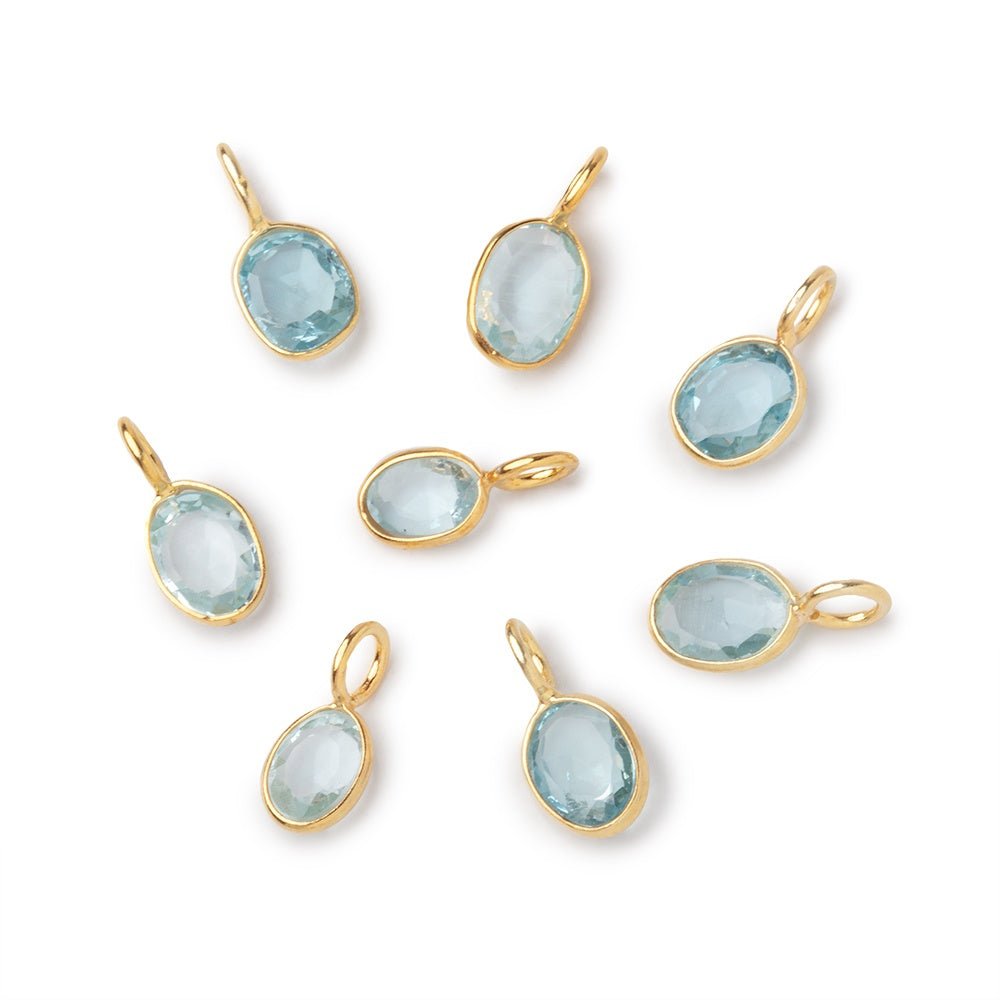 6x4-7x5mm Vermeil Bezel Blue Topaz Rose Cut Oval Pendant 1 piece (ONLINE ORDER ONLY)