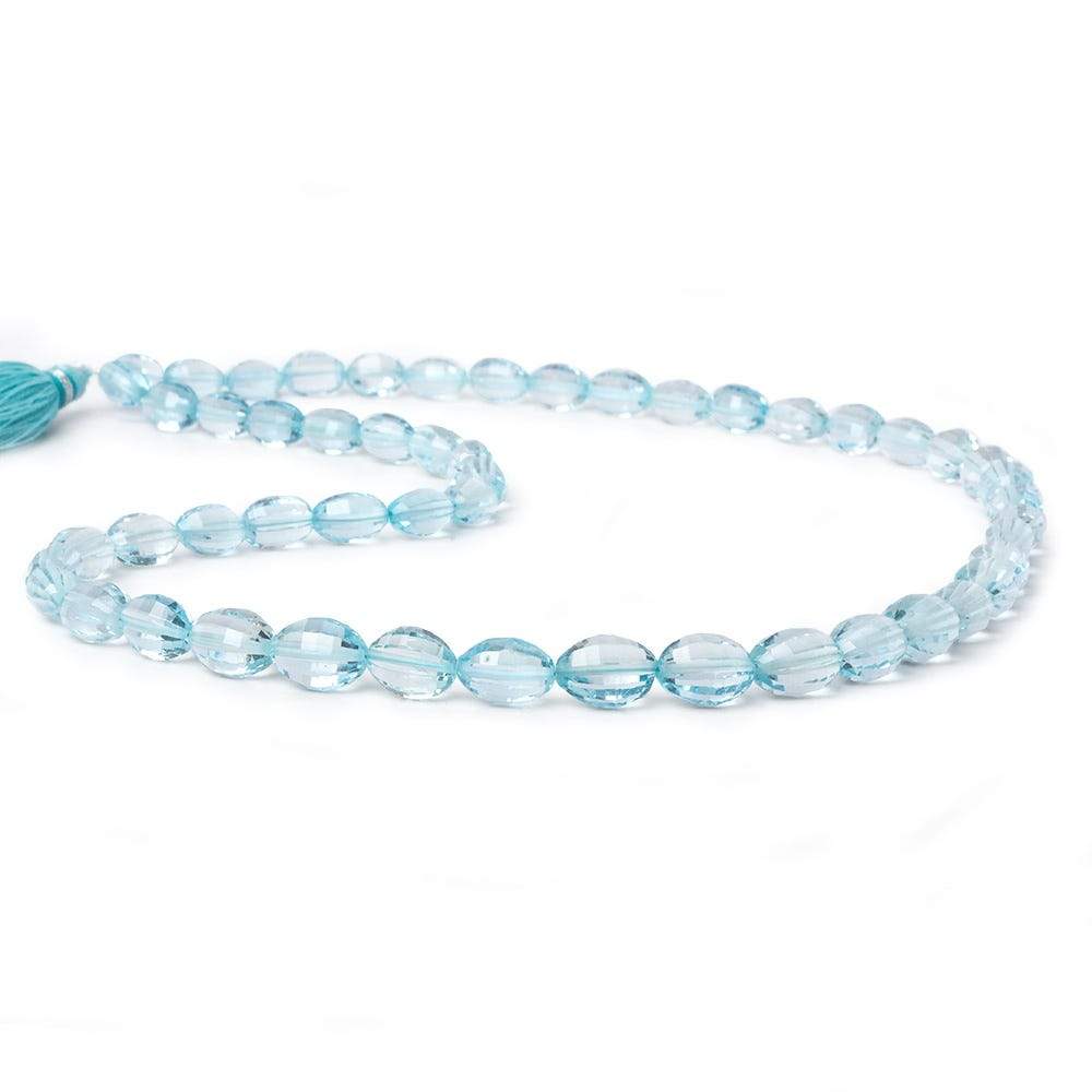 6x4-8.5x6.5mm Sky Blue Topaz checkerboard faceted oval beads 16 inch 52 pieces AAA (ONLINE ORDER ONLY)