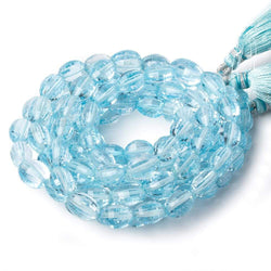 6x4-8.5x6.5mm Sky Blue Topaz checkerboard faceted oval beads 16 inch 52 pieces AAA (ONLINE ORDER ONLY)