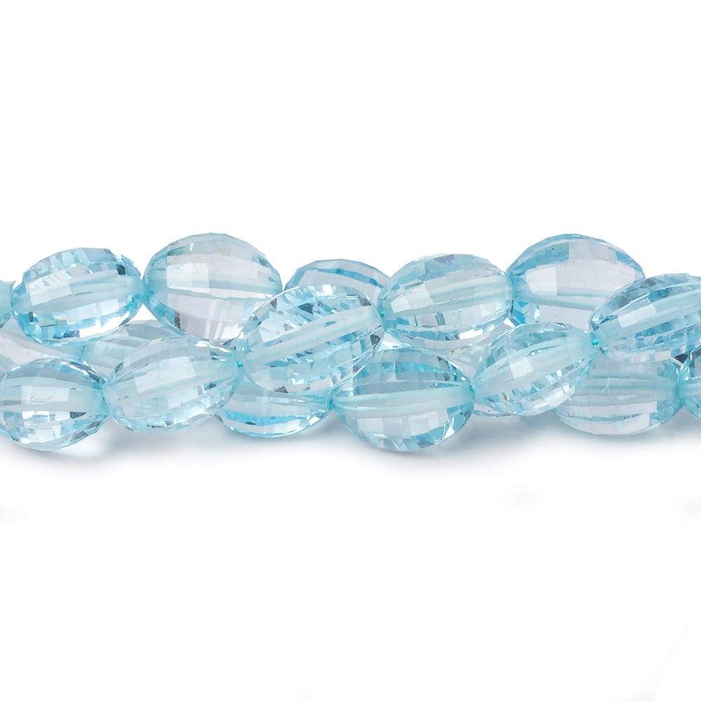 6x4-8.5x6.5mm Sky Blue Topaz checkerboard faceted oval beads 16 inch 52 pieces AAA (ONLINE ORDER ONLY)