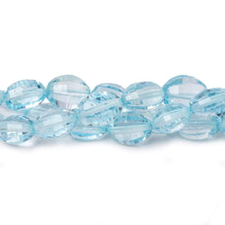 6x4-8.5x6.5mm Sky Blue Topaz checkerboard faceted oval beads 16 inch 52 pieces AAA (ONLINE ORDER ONLY)